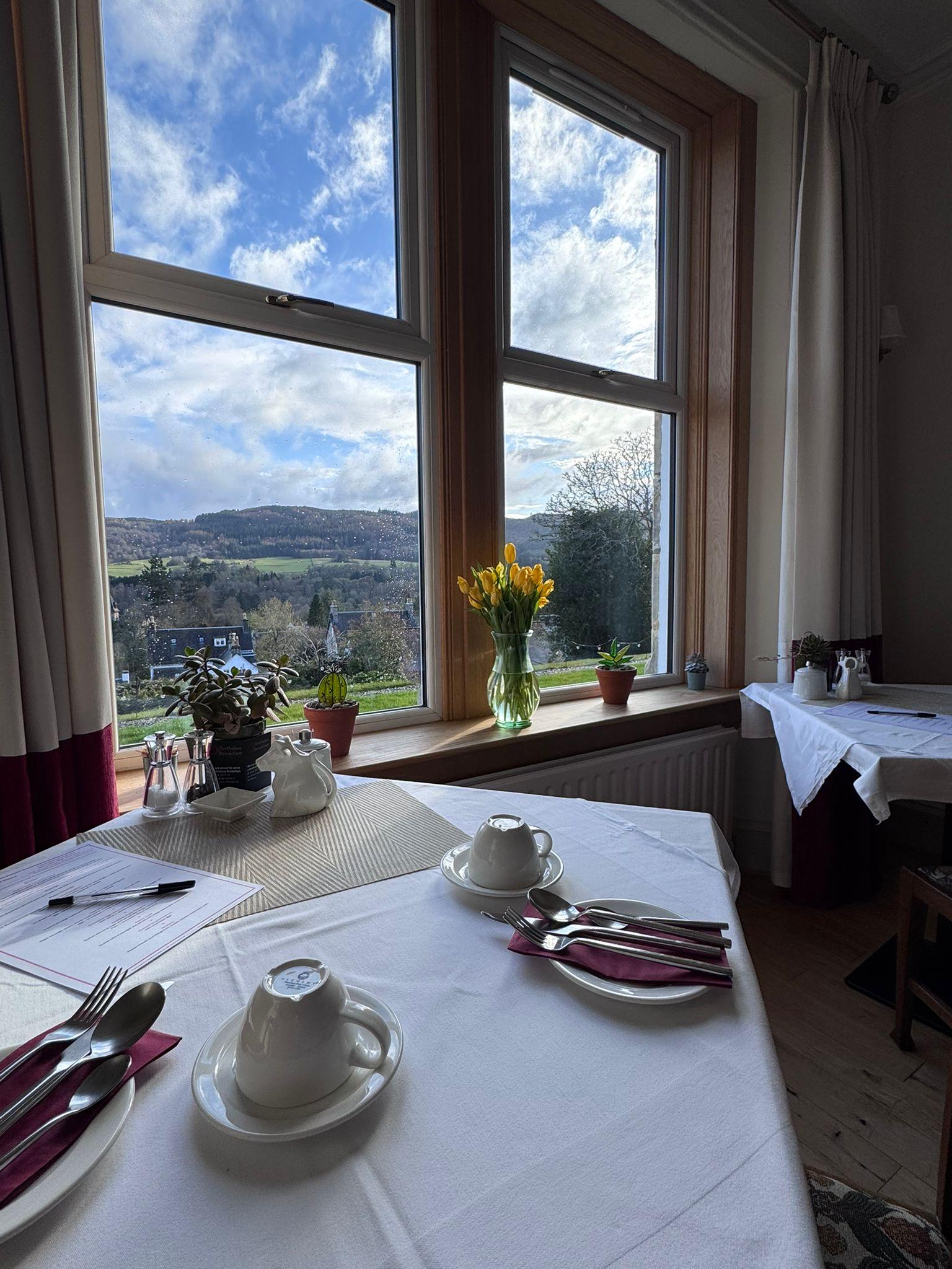 Breakfast setting at Beinn Bhracaigh Pitlochry
