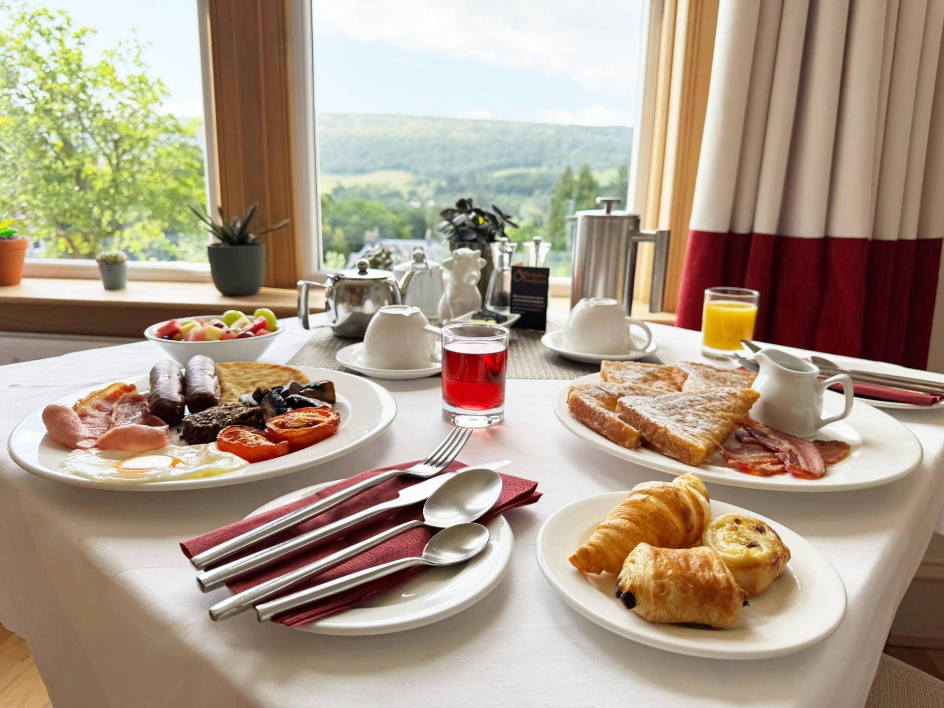 Dining room with valley views at Beinn Bhracaigh Pitlochry