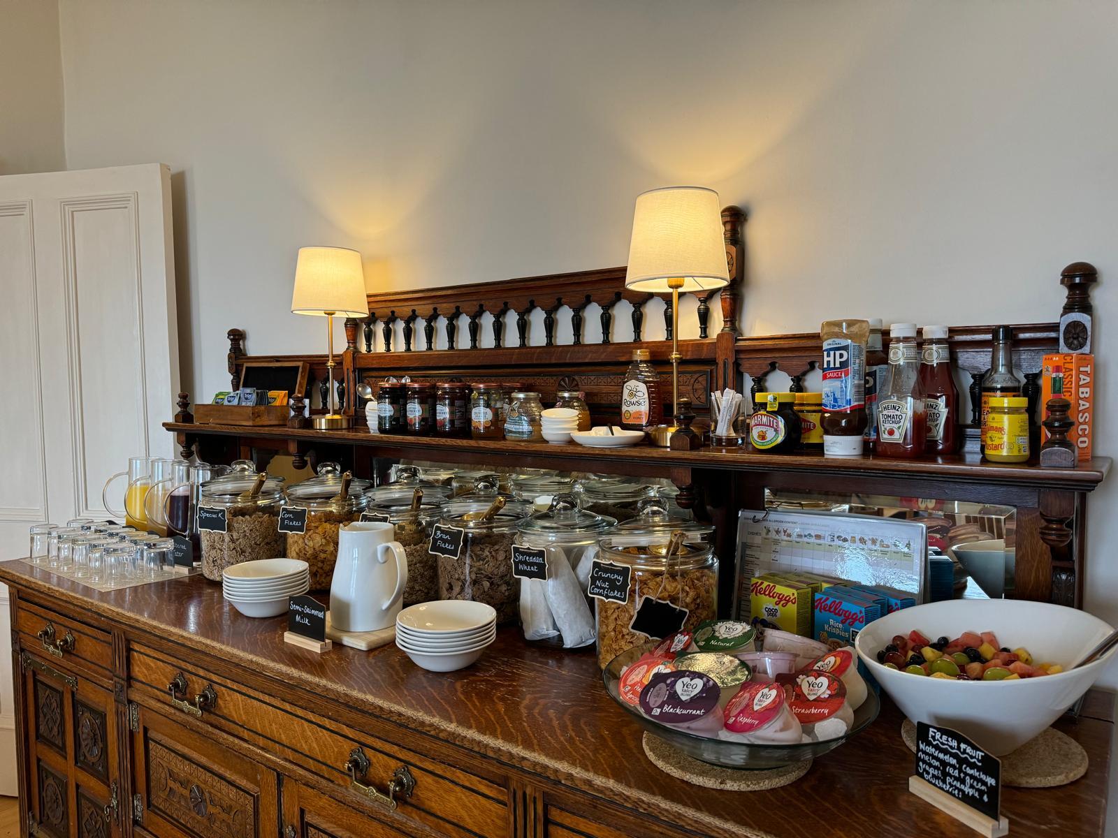 Breakfast buffet selection at Beinn Bhracaigh Pitlochry